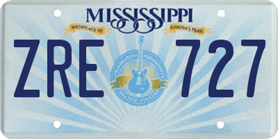 MS license plate ZRE727