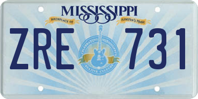 MS license plate ZRE731