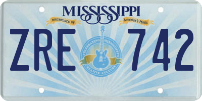 MS license plate ZRE742