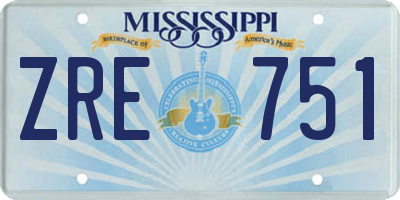 MS license plate ZRE751