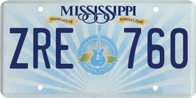 MS license plate ZRE760