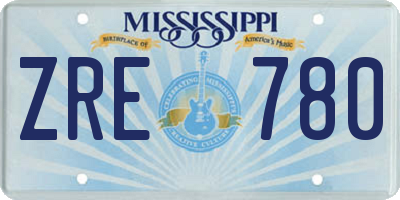 MS license plate ZRE780