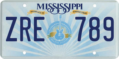 MS license plate ZRE789