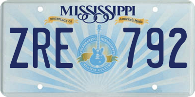 MS license plate ZRE792