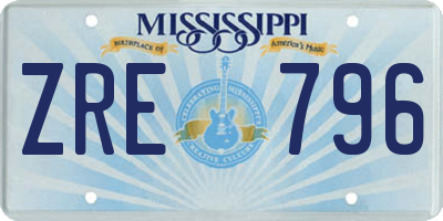 MS license plate ZRE796