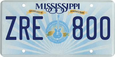 MS license plate ZRE800