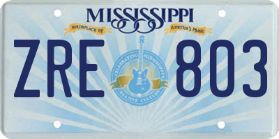 MS license plate ZRE803