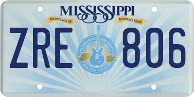 MS license plate ZRE806