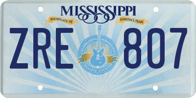MS license plate ZRE807