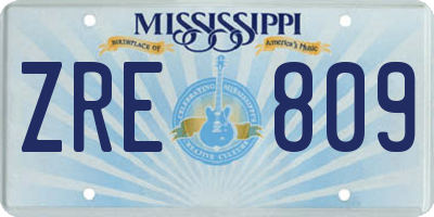 MS license plate ZRE809