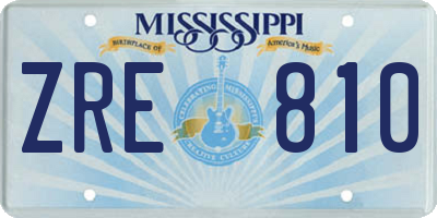 MS license plate ZRE810