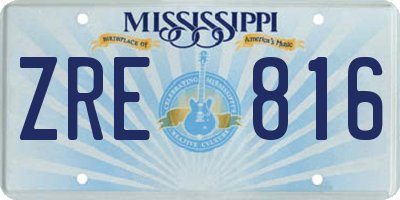 MS license plate ZRE816