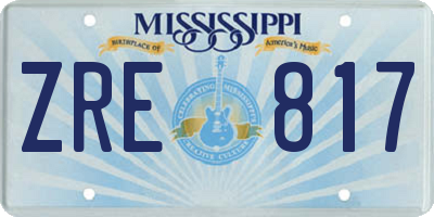 MS license plate ZRE817