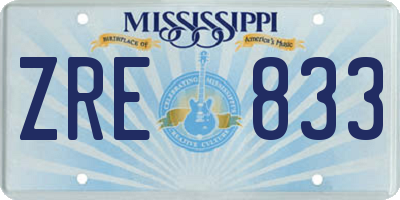 MS license plate ZRE833