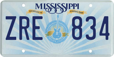 MS license plate ZRE834