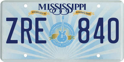 MS license plate ZRE840