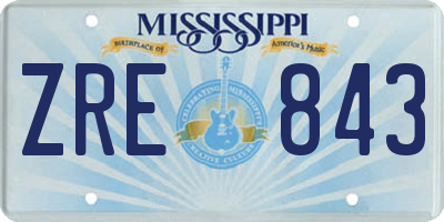 MS license plate ZRE843
