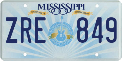 MS license plate ZRE849