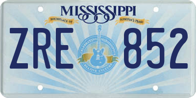 MS license plate ZRE852