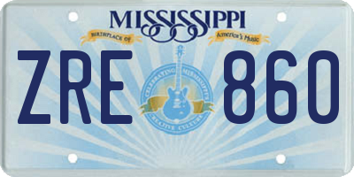 MS license plate ZRE860