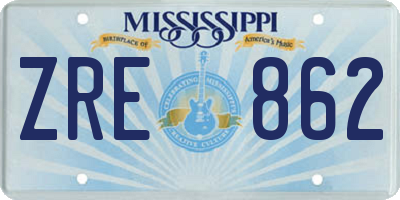 MS license plate ZRE862