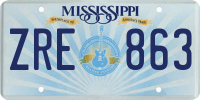 MS license plate ZRE863