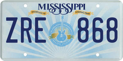 MS license plate ZRE868