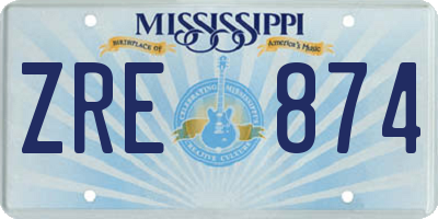 MS license plate ZRE874