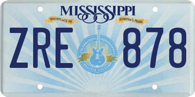 MS license plate ZRE878