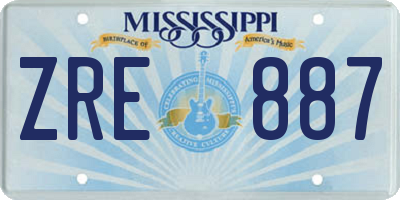 MS license plate ZRE887