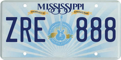 MS license plate ZRE888