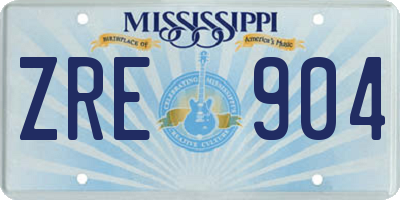 MS license plate ZRE904