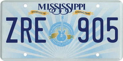 MS license plate ZRE905
