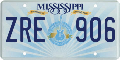 MS license plate ZRE906