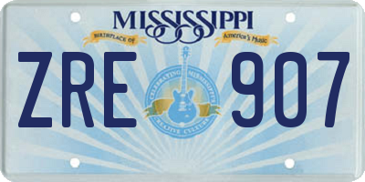 MS license plate ZRE907