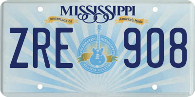 MS license plate ZRE908