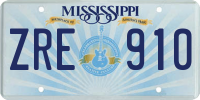 MS license plate ZRE910