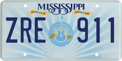 MS license plate ZRE911