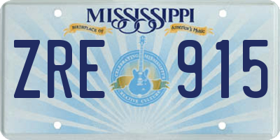 MS license plate ZRE915