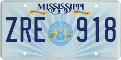 MS license plate ZRE918