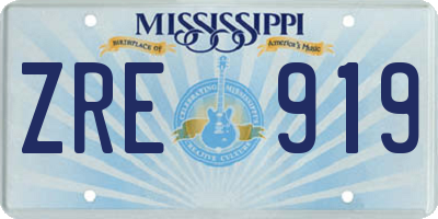 MS license plate ZRE919