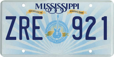 MS license plate ZRE921