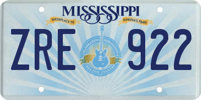 MS license plate ZRE922