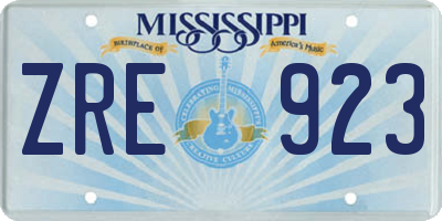 MS license plate ZRE923