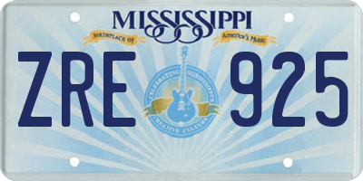 MS license plate ZRE925