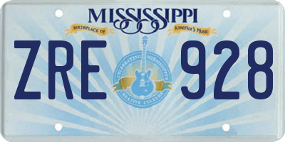 MS license plate ZRE928