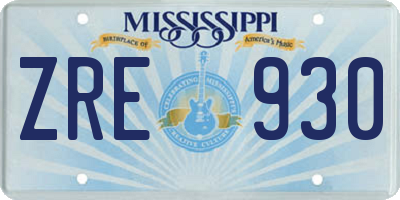 MS license plate ZRE930