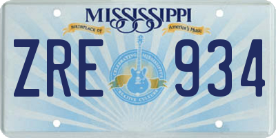 MS license plate ZRE934