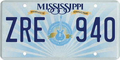 MS license plate ZRE940