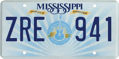 MS license plate ZRE941